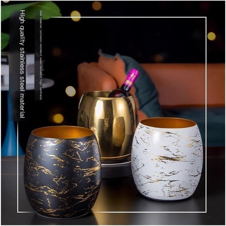 Ice Bucket, Stainless Steel Ice Bucket, Champagne Wine Beer Chilling Bucket Ice Buckets For Parties(Gold)