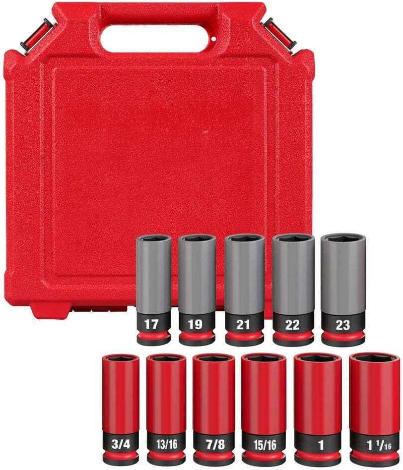 Suitable for Milwaukee 49-66-7833 1/2'' SAE/Metric Lug Nut Wheel Socket Set - 11 PC