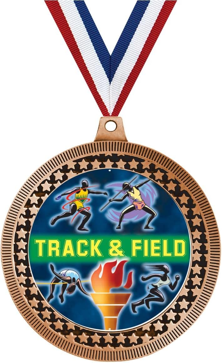 2.75' Track & Field Medal Award, Bronze Vega Track & Field Team Trophy Award Includes Free Neck Ribbon Prime