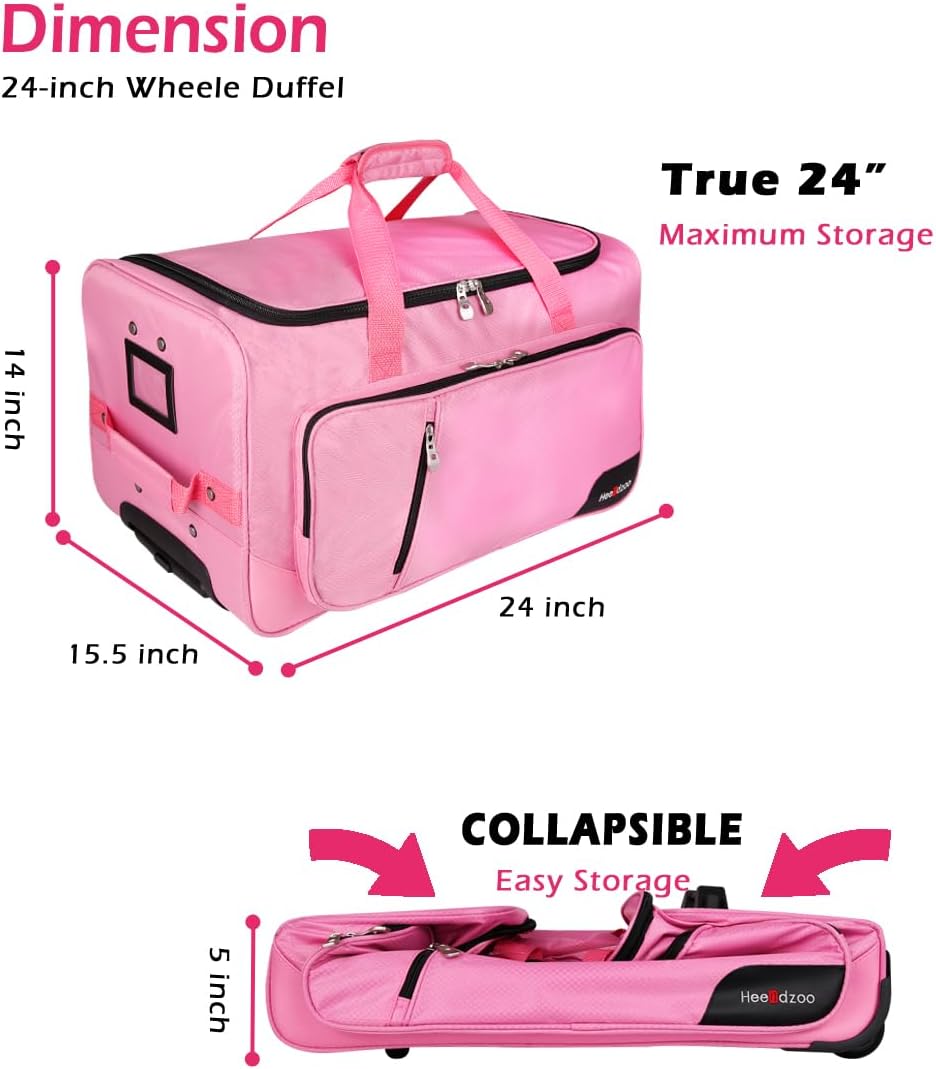 Dance Bag With Garment Rack,Dance Costumes Rolling Garment Bags For Travel,Garment Duffle Bag For Dance Competition, Wheeled Drop-Bottom Upright Luggage Closet Suitcase (23inch-Pink-E)