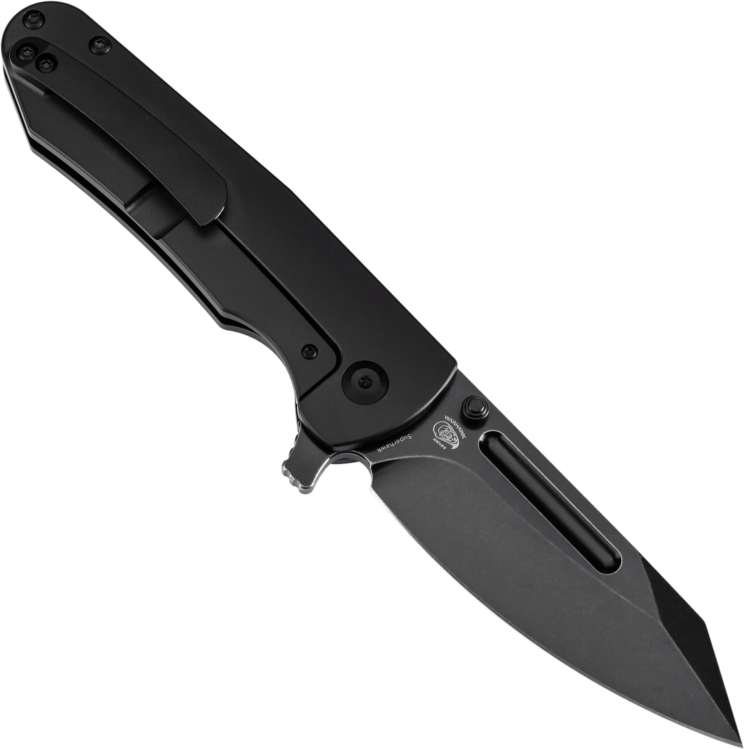 KANSEPT Superhawk Pocket Knives, 3.89''Blackwash CPM S35VN Steel Sharp Blade, Black Anodized Titanium Handle, Thumb Stud for Edc and Outdoor, 9.03'' Camping Folding Hiking Knive K1084A1
