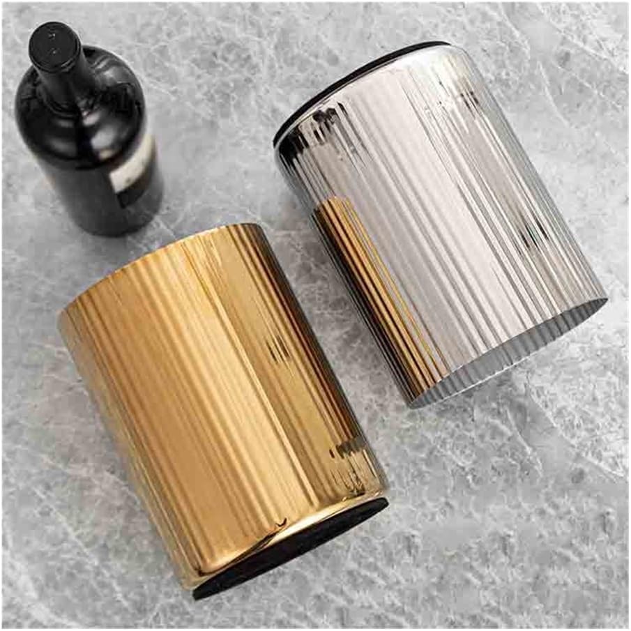 Ice Bucket, Thickened Stainless Steel Straight Grain Ice Bucket Double Champagne Bucket Red Wine Chilled Bar Double Insulation Bucket Storage Bucket Ice Buckets For Parties(Gold)