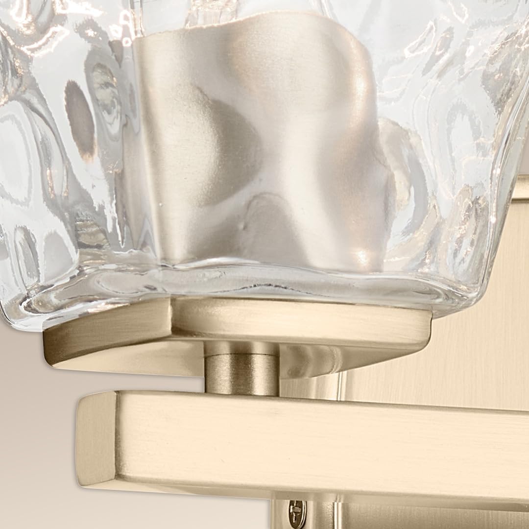 Kichler Marant 14.25' 2-Light Bathroom Vanity Light Fixture with Clear Water Glass in Champagne Bronze for Powder Room Over Mirror (14.25' W x 9.5' H), 55215CPZWTR