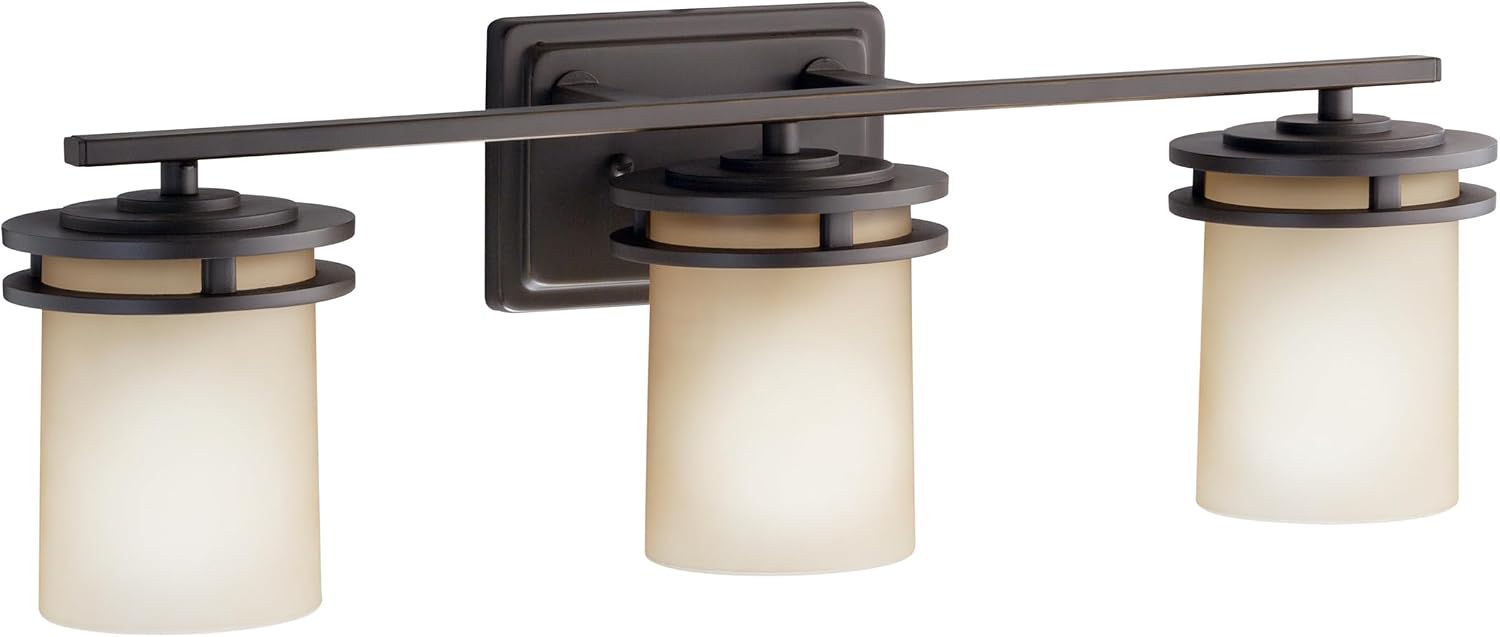 Kichler Hendrik 24' 3 Light Vanity Light with Light Umber Etched Glass Olde Bronze®