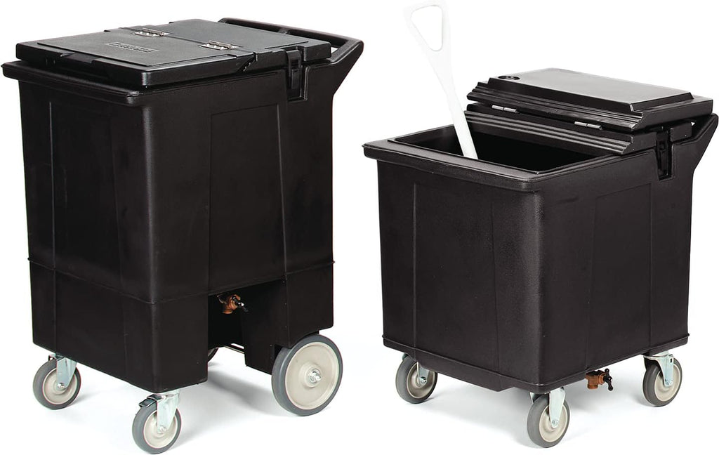 Carlisle FoodService Products Cateraide Tall Ice Caddy, Insulated Ice Carrier with 4 Swivel Casters for Catering, Bar, and Restaurants, Plastic, Holds 125 Pounds, Black