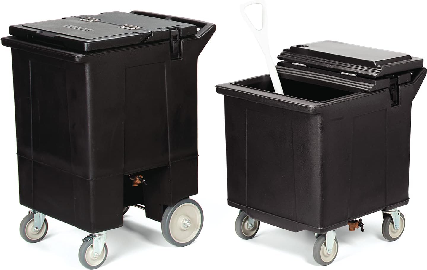 Carlisle FoodService Products Cateraide Tall Ice Caddy, Insulated Ice Carrier with 4 Swivel Casters for Catering, Bar, and Restaurants, Plastic, Holds 125 Pounds, Black