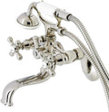 Kingston Brass KS226PN Kingston Wall Mount Tub Faucet with Hand Shower, Polished Nickel