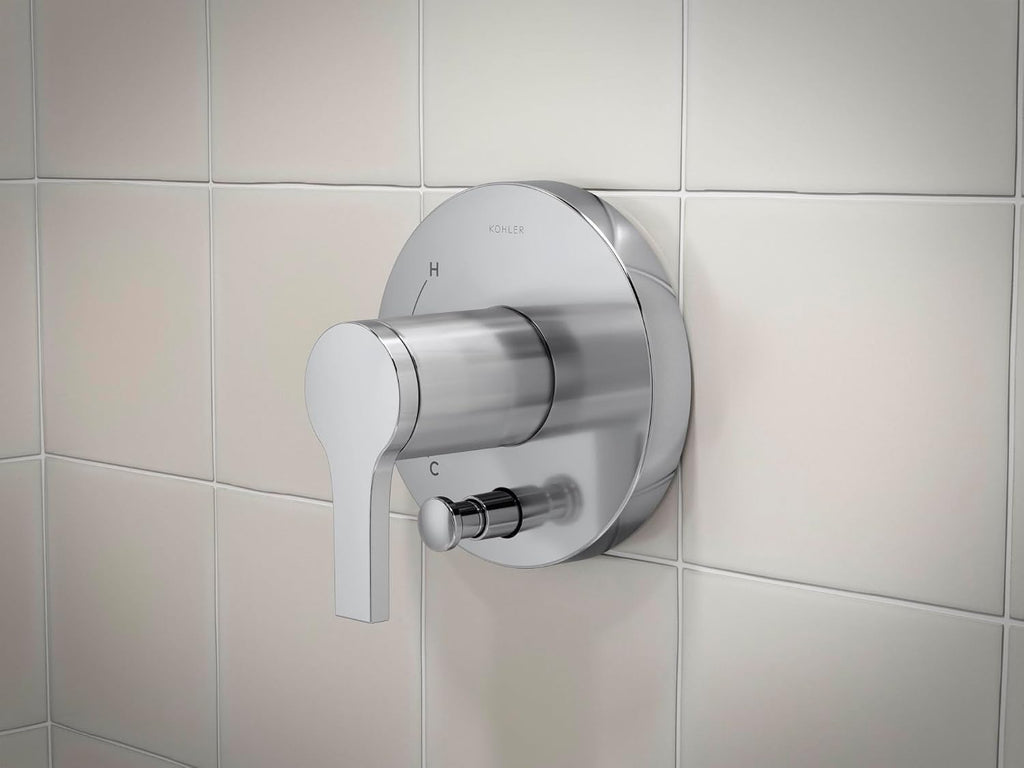KOHLER T35327-4G-CP, Elate Rite-Temp Shower Trim Kit with Push-Button Diverter, 1.75 GPM Showerhead, Polished Chrome, Sleek Shower Fixture, Easy to Clean