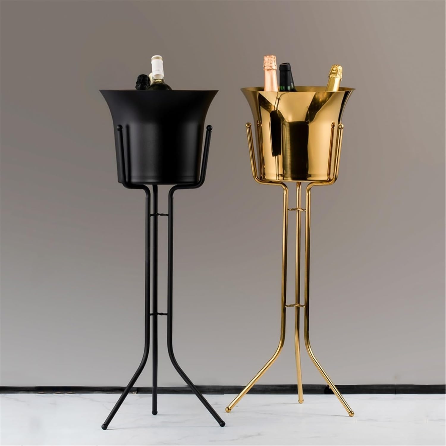 Ice Buckets Stainless Steel Floor-Standing Champagne Bucket Large Ice Bucket Bar Party(Rose Gold)
