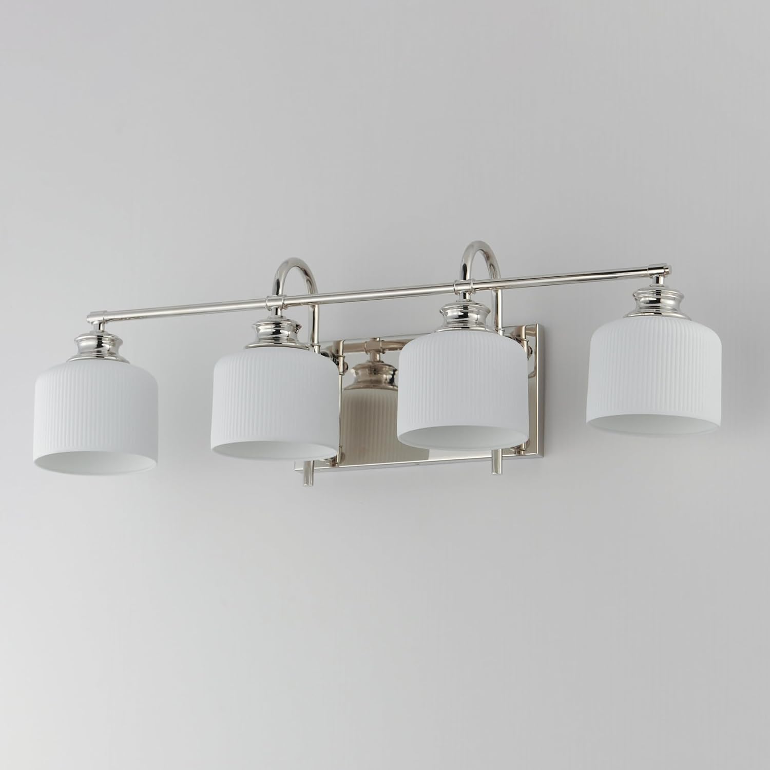 Maxim Lighting Bisque 4-Light Bath Vanity Light | Natural Aged Brass Steel Finish | White Glass Shade | Modern Indoor Light Fixture | Ideal for Bathrooms & Powder Rooms | 21494WTNAB