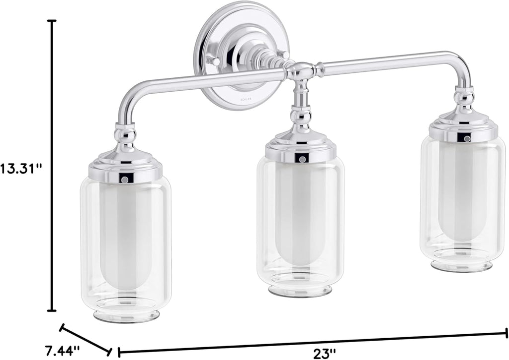Kohler 32806-SC03-CPL Artifacts 23 in. Three-Light Sconce, Polished Chrome