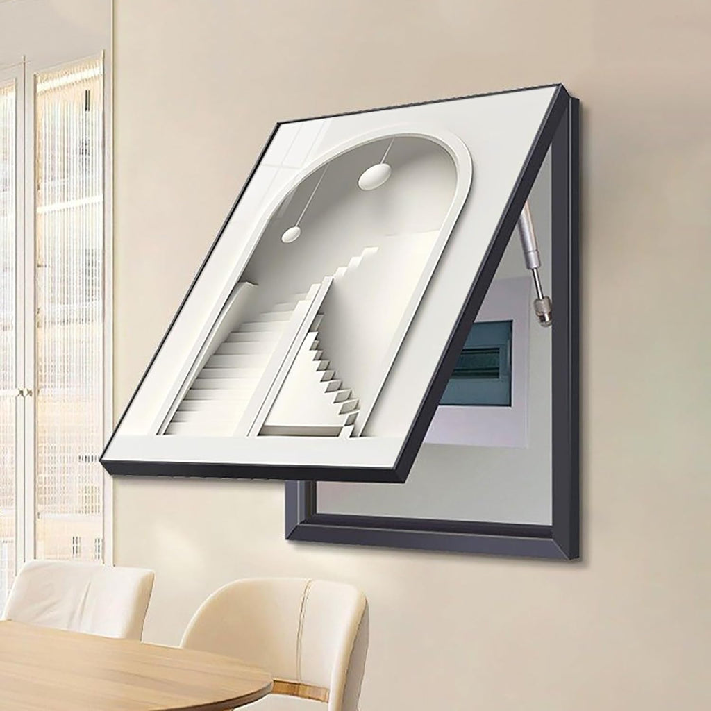Breaker Box Cover Decorative, Hiding Electrical Panel Cover, Meter Box Protective Lid, Easy to Clean, Multiple Sizes and Styles, Easy Installation(White 3,45 * 55cm/17.7 * 21.6in)