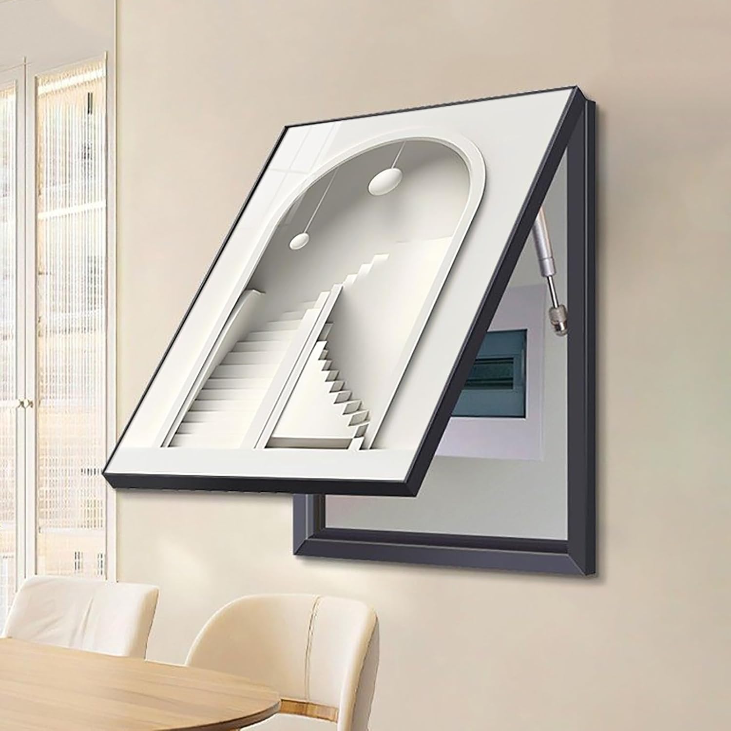 Breaker Box Cover Decorative, Hiding Electrical Panel Cover, Meter Box Protective Lid, Easy to Clean, Multiple Sizes and Styles, Easy Installation(White 3,45 * 55cm/17.7 * 21.6in)