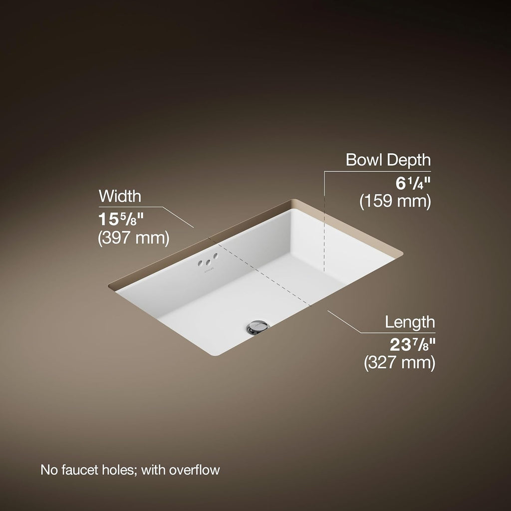 Kohler K-2297-0 Kathryn Under-Mount Bathroom Sink, White