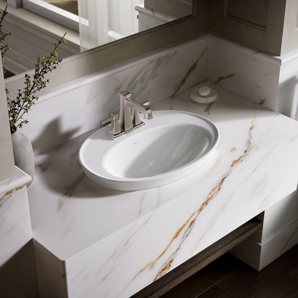 Kohler K-2075-4-0 Serif Self-Rimming Bathroom Sink, White