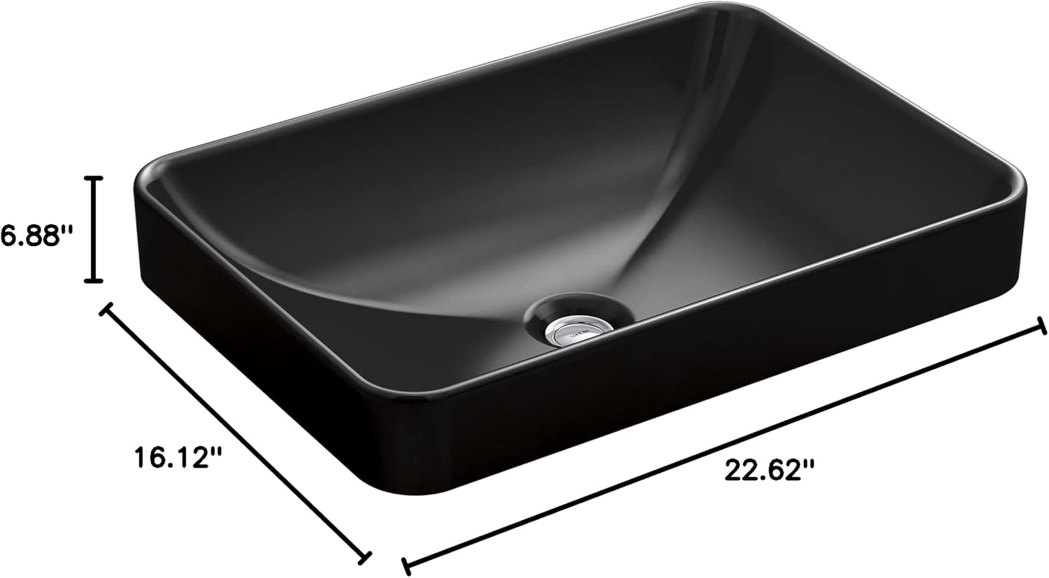 Kohler 5373-7 Bathroom Sink Vox Rectangle Vessel, Black