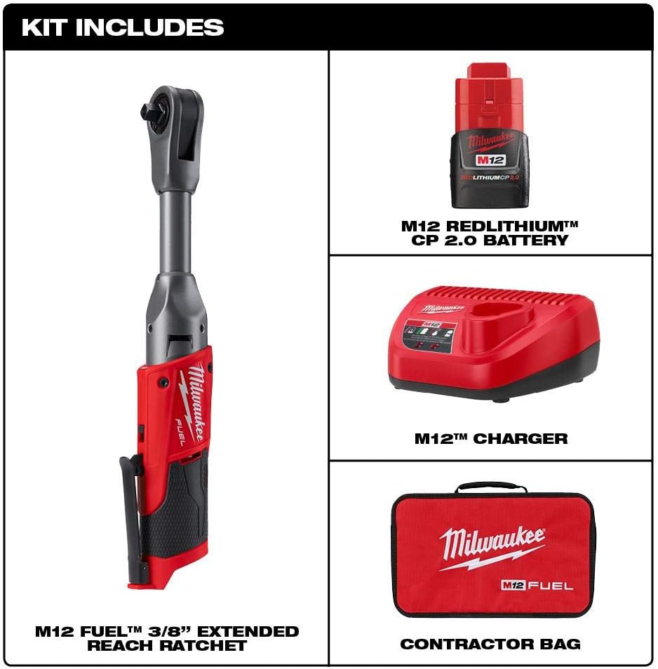 Milwaukee 2560-21 M12 FUEL 3/8' Extended Reach Ratchet Kit