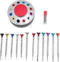 12PCS Watchmakers Screw Driver Set with on Rotating Stand & Stainless Steel Flat PH Head, Accurate Suitable for Watch Repair Eyewear Jewelry