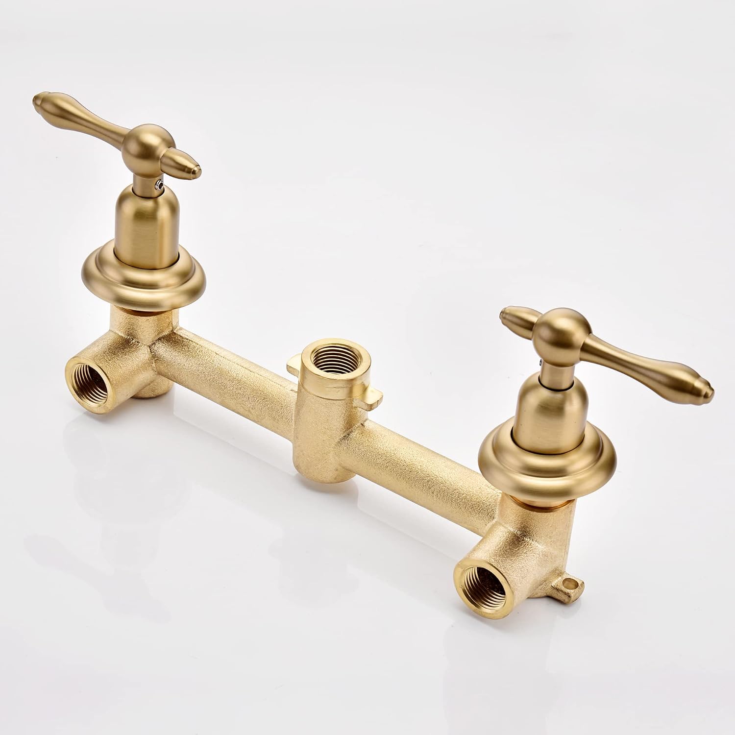 sumerain Vintage Wall Mount Tub Faucet, 8 Inches Center 3 Hole Bathtub Filler Brushed Gold