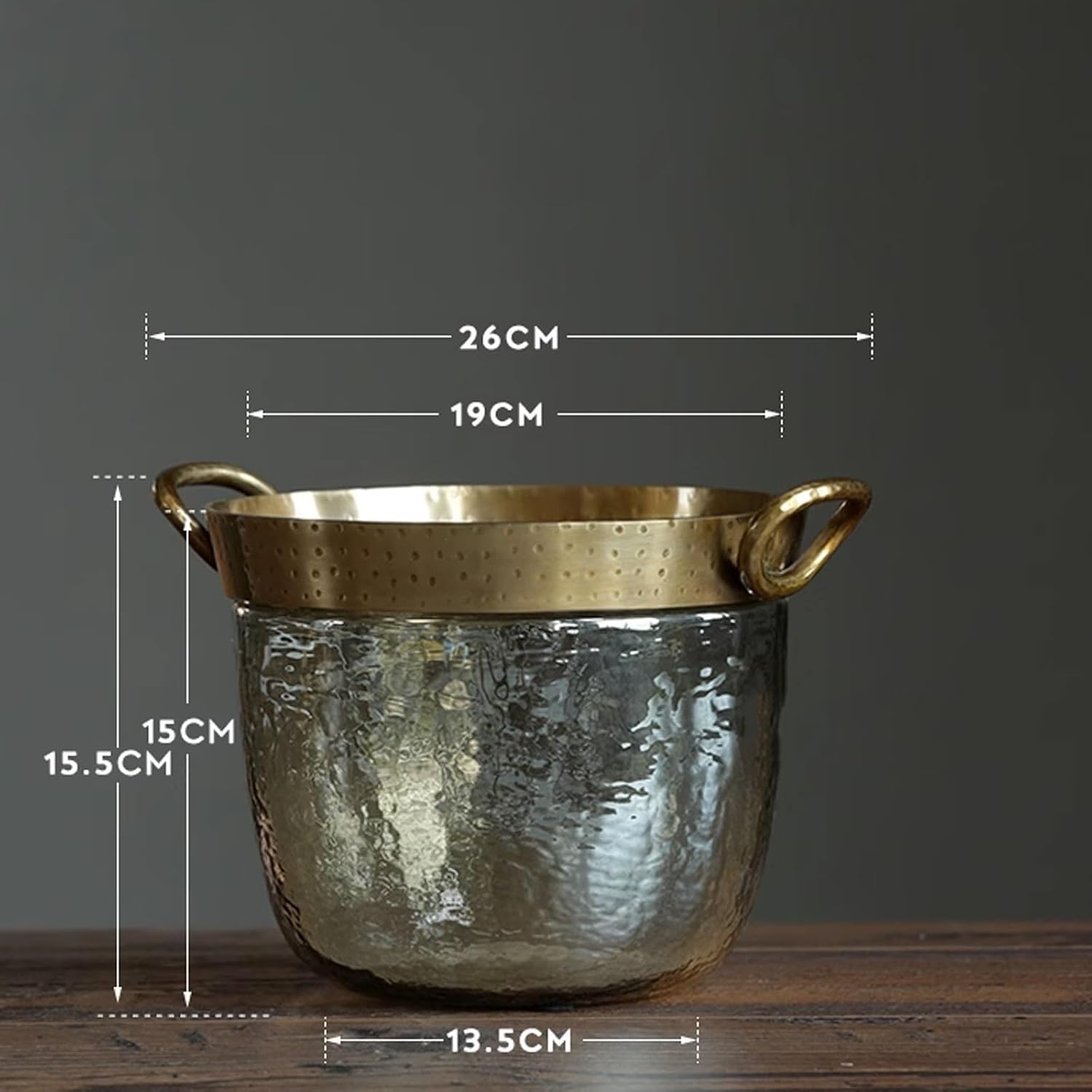 Ice Cube Trays Luxury Glass Ice Bucket with Gold Copper Edge Decoration Retro Style Handmade Metal Insulated Ice Bucket, Great for Home Bar, Chilling Beer, Champagne, Wine Bottle Ice Bucket For Party