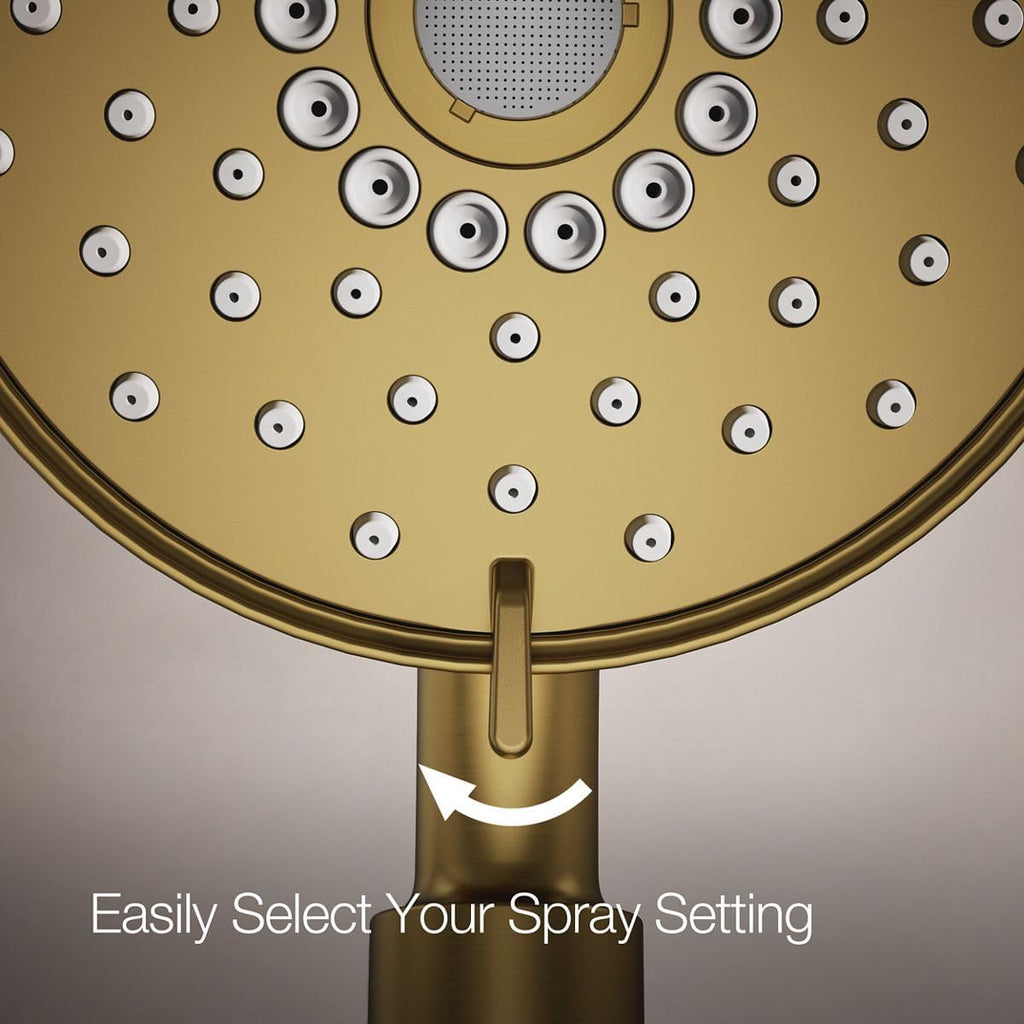 KOHLER 23219-2MB Purist 2-in-1 Multi Function Shower Kit with SHOWERHEAD & HAND SHOWER, Rotating Rail, Vibrant Brushed Moderne Brass, 2.5 GPM