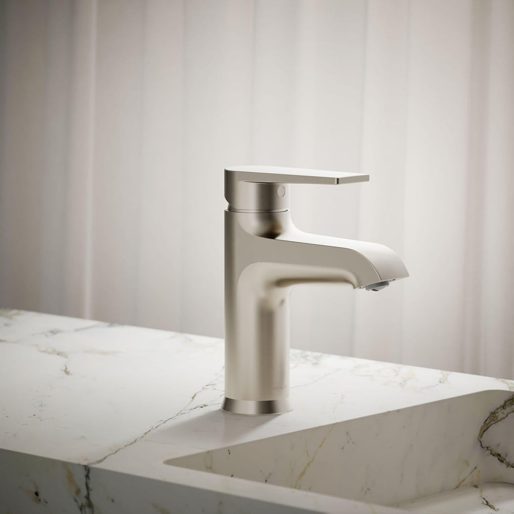 KOHLER K-37894-4-BN Hint® Centerset Bathroom Sink Faucet, Bathroom Faucets for Sink 3-Hole, 1.2 GPM, Vibrant Brushed Nickel
