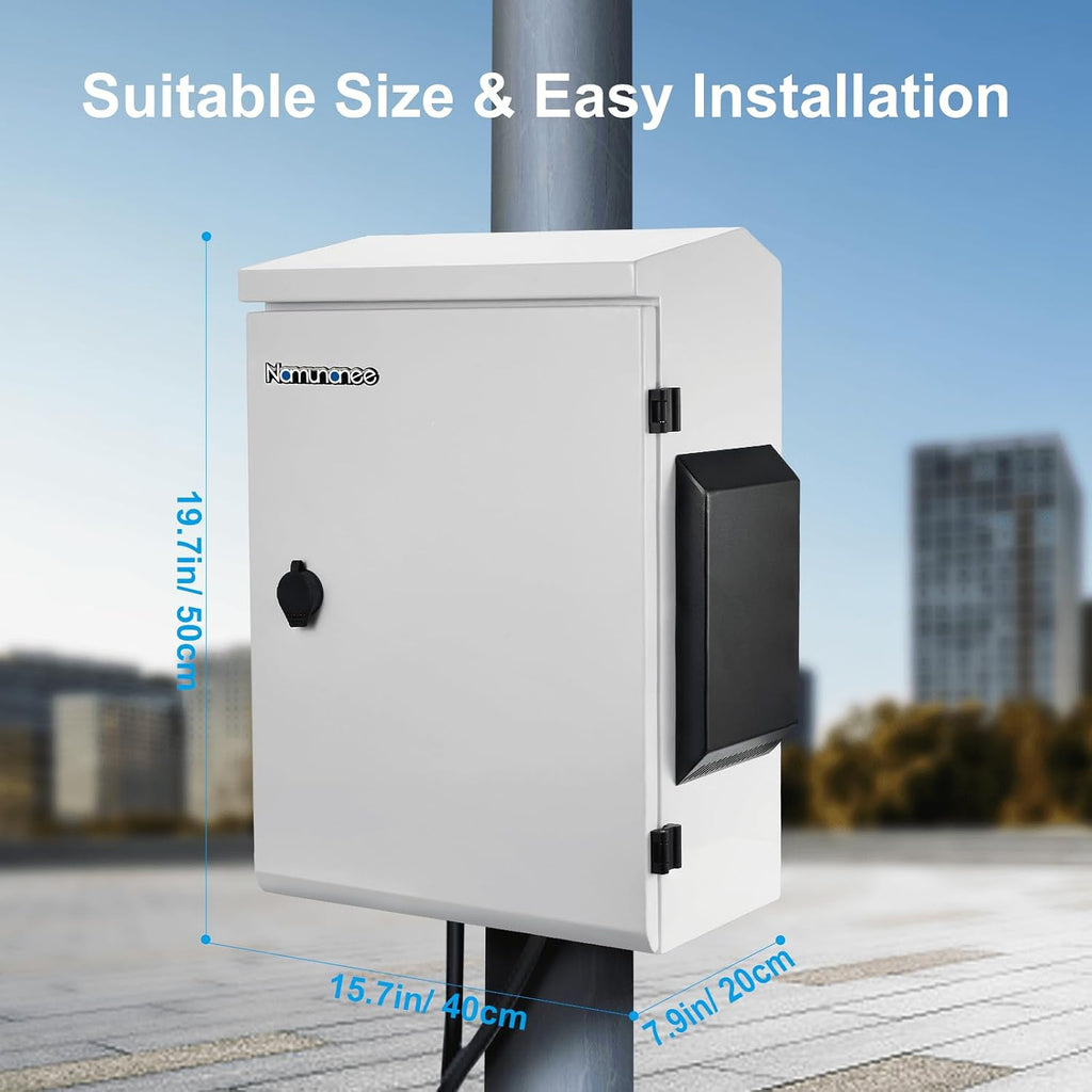 Outdoor Electrical Box, Cold-Rolled Steel Plate, Aluminum Alloy Back Beam, One-Piece Ventilation Design, IP65 Waterproof, Wall/Pole Mounted (19.6' x 15.7' x 7.9)