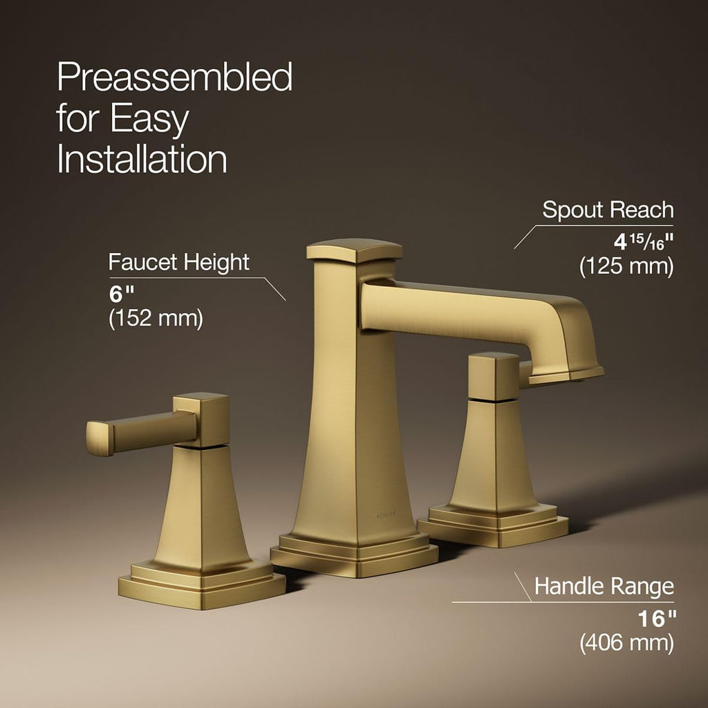 Kohler K-27399-4 Riff 1.2 GPM Widespread Bathroom Faucet - Vibrant Brushed Moderne Brass