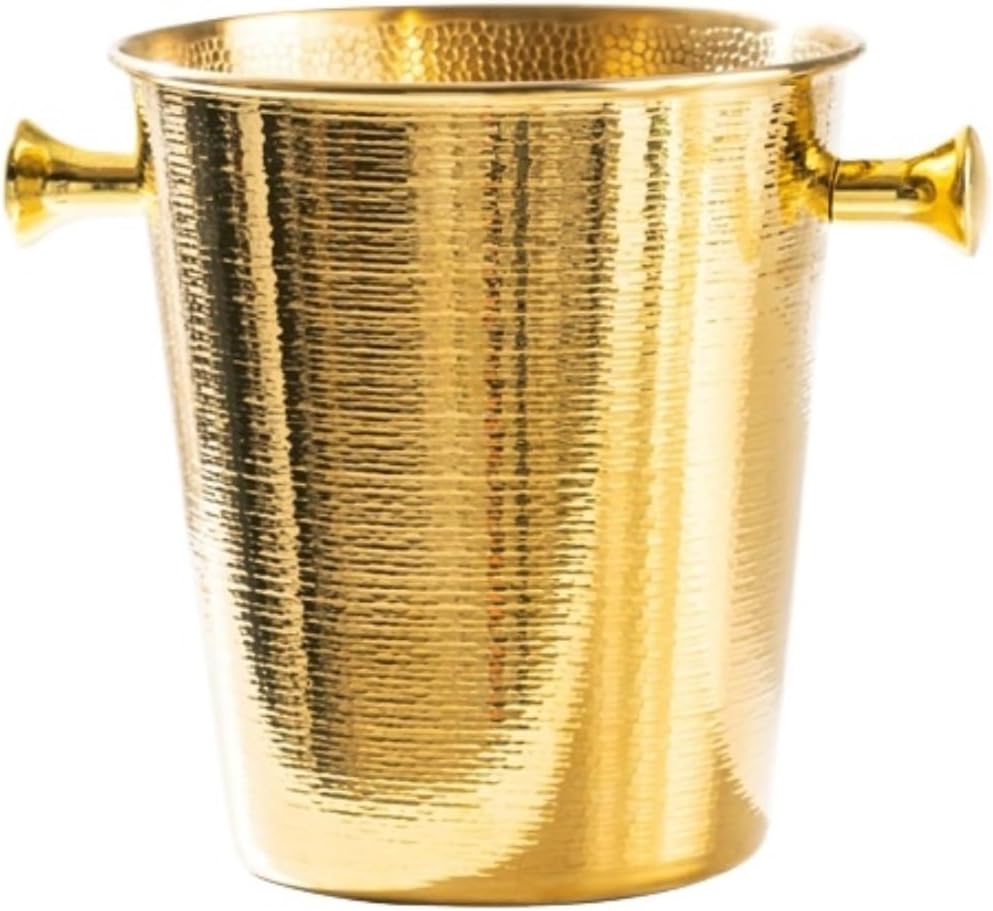 Metal Champagne Bucket Hammered Ice Bucket for Party Wedding(Gold,5L)