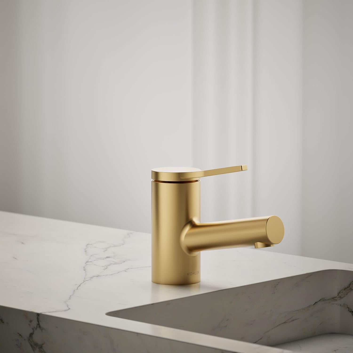 KOHLER K-33590-4K-2MB Elate® Short Single-Handle Bathroom Sink Faucet, Single-Handle Bathroom Faucets, 1.0 GPM, Vibrant Brushed Moderne Brass