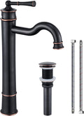 Vessel Sink Faucet ORB Bathroom Tall Faucet Single Hole Deck-Mount Pop up Drain Assembly Without Overflow Water Supply Lines Included