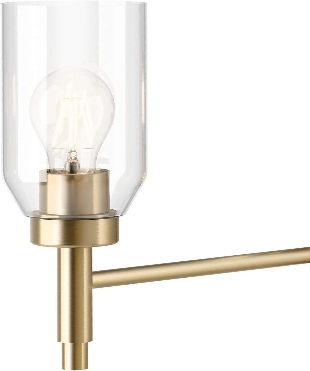 Kichler Madden 4-Light Bathroom Vanity Light Fixture with Clear Glass Shades in Champagne Bronze, Modern Wall Mount for Single or Double Vanity Over Mirror (10.5' x 34'), 55186CPZ