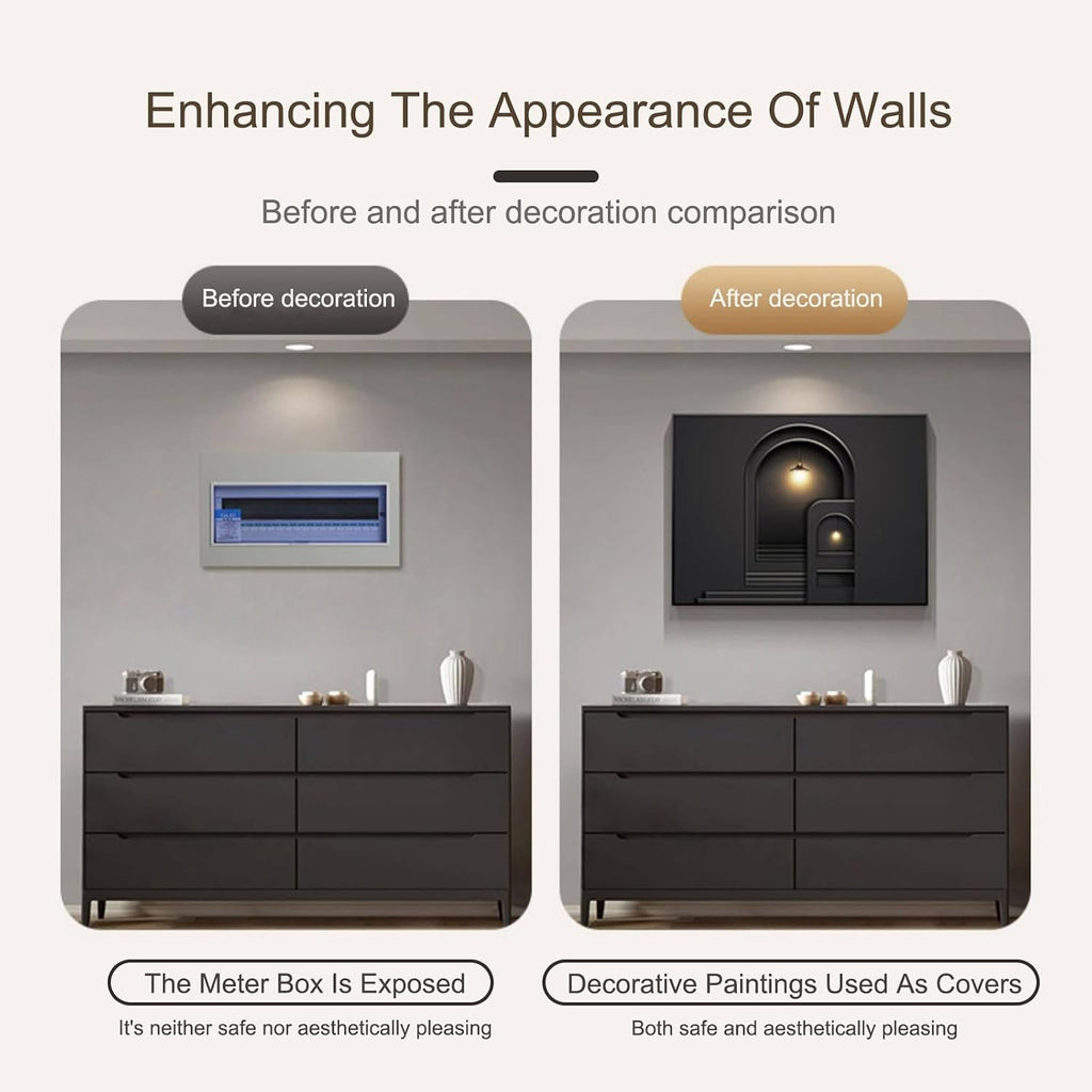 JHDXL Breaker Box Cover, Electrical Panel Cover Decorative, Electric Meter Box Decorative Painting, Crystal Porcelain Painting, for Living Room Home Offices Wall(Black5,70 * 50cm/27.6 * 19.7in)