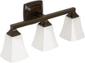 Moen Voss Oil-Rubbed Bronze 3-Light Dual-Mount Bath Bathroom Vanity Fixture with Frosted Glass, YB5163ORB