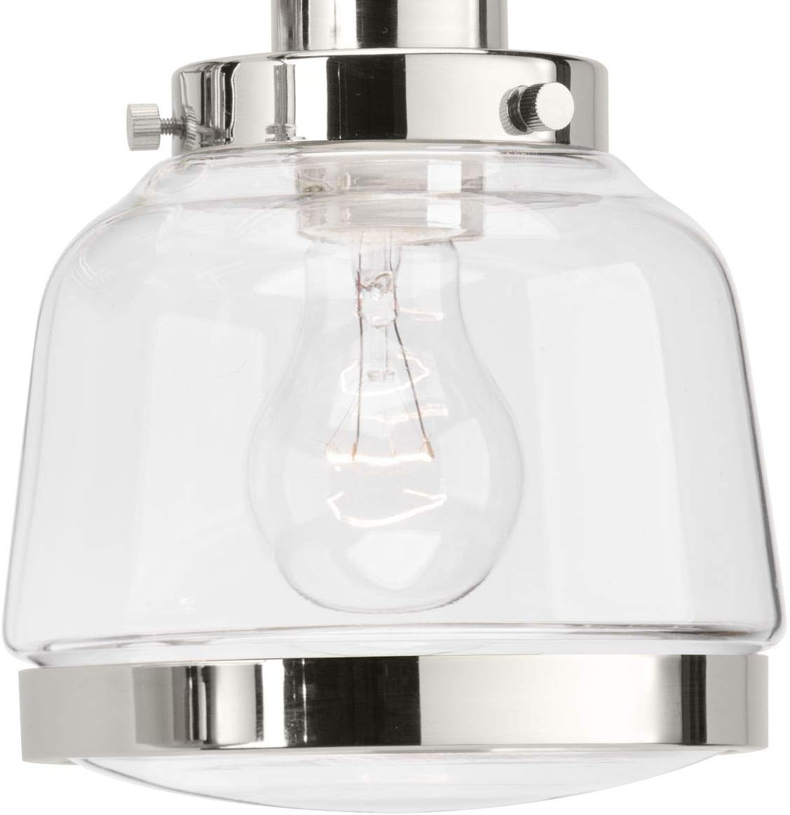 Progress Lighting P300081-104 Judson Collection Clear Glass Farmhouse Bath Vanity Light, 2-Light, Polished Nickel