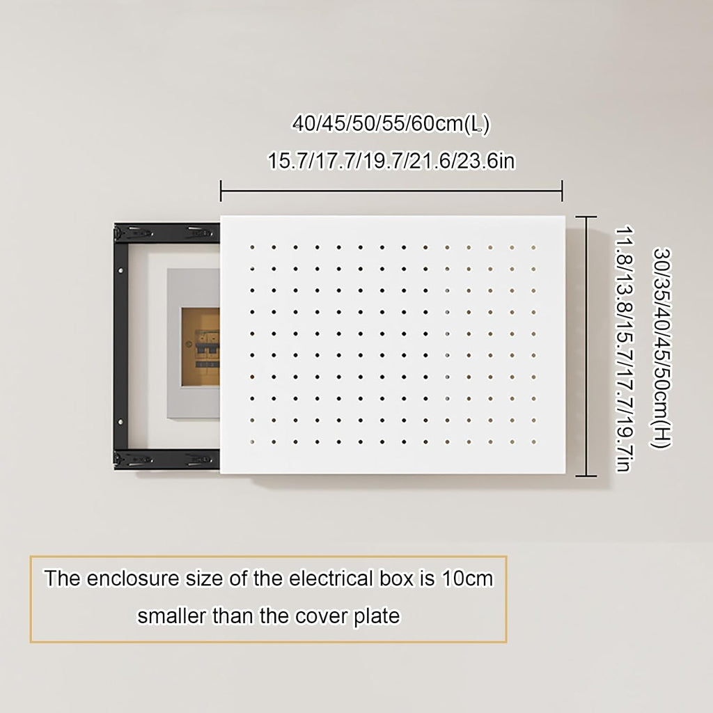 Electrical Panel Cover, Distribution Box Decorative, Metal Electric Meter Box Lid, with Shelf & Hooks, for Home, Office, Study Room, Kitchen(White 1,55 * 45cm/21.6 * 17.7in)