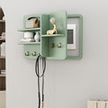 Decorative Fuse Box Covers, Hide Electrical Panel Decoration Wall Mounted, Wooden with Shelf & Hooks, Adapts to Different Interior Decoration Styles(Green,50 * 40cm/20 * 16in)
