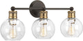 Hansford Collection 3-Light Clear Glass Coastal Bath Vanity Light Antique Bronze