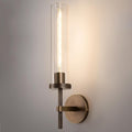 19.5' Knurled Brass Wall Sconce with Clear Glass Tube, Bronze Bathroom Vanity Light Fixtures, Modern Lamp Lighting for Bedroom, Living Room, Hallway, Staircase, Mirror, Kitchen