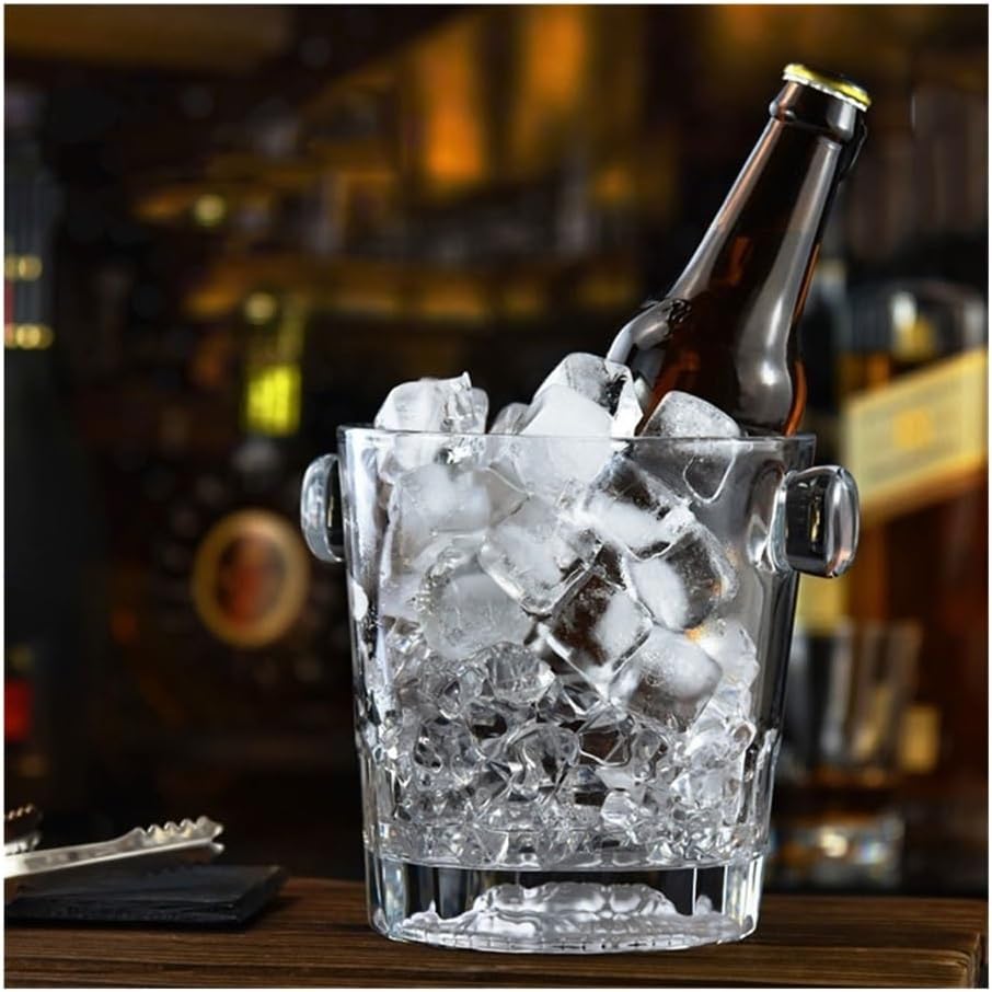 Ice Bucket, Personalized Glass Ice Bucket Ice Bucket Household Ice Wine Bucket Ice Grain Bucket Champagne Bucket Living Room Decorative Ornaments Ice Buckets for Parties(Transparent)