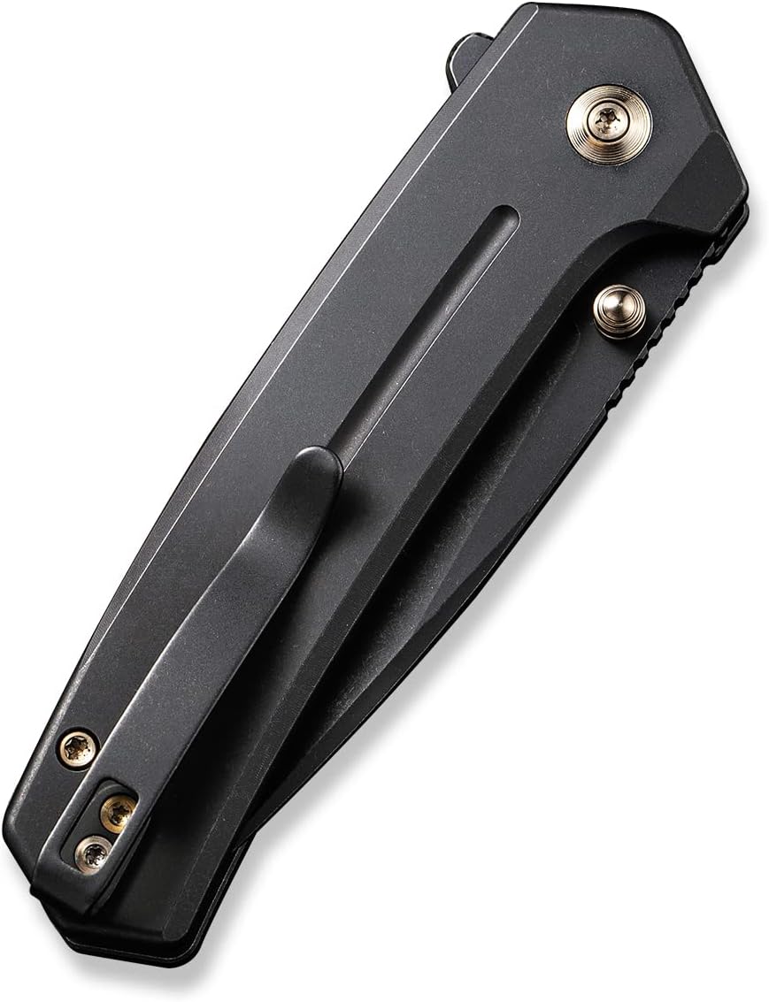 WeKnife Culex Folding Knife for EDC, 2.97-in CPM 20CV Black Stonewashed Blade Black Titanium Handle Button Lock Pocket Knife WE21026B-2