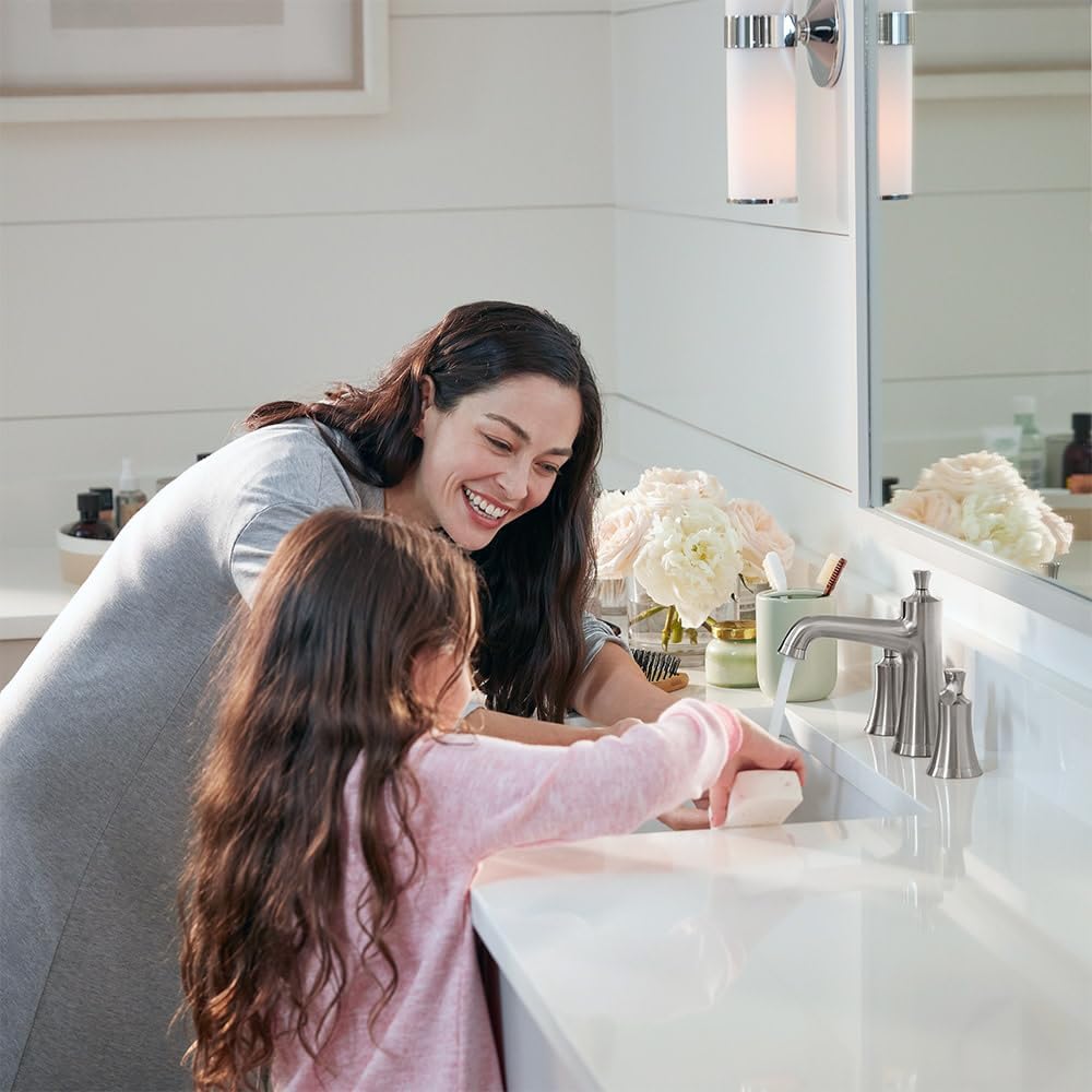 hansgrohe 4774830 Joleena 1.2 GPM Widespread Faucet with Pop-Up Drain, 7.75-Inches Tall, Polished Nickel