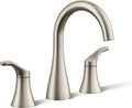 KOHLER K-27390-4N-BN Simplice® Widespread Bathroom Sink Faucet, Two Lever Handles and Clicker Drain, Bathroom Faucets, 0.5 GPM, Vibrant Brushed Nickel