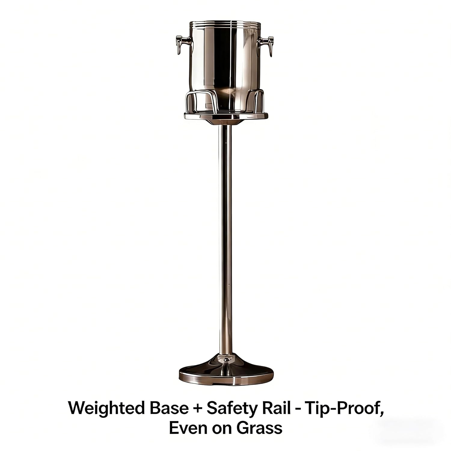 【The Life of The Party】Heavy Duty Stainless Steel Ice Bucket with Stand - 2 Handles, Stable Weighted Base, Easy-Clean, Freestanding Beverage Cooler for Champagne, Wine, BBQ, Bar (B)