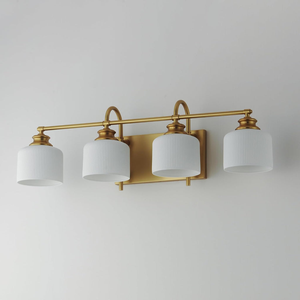 Maxim Lighting Bisque 4-Light Bath Vanity Light | Oil Rubbed Bronze Steel Finish | White Glass Shade | Modern Indoor Light Fixture | Ideal for Bathrooms & Powder Rooms | 21494WTOI