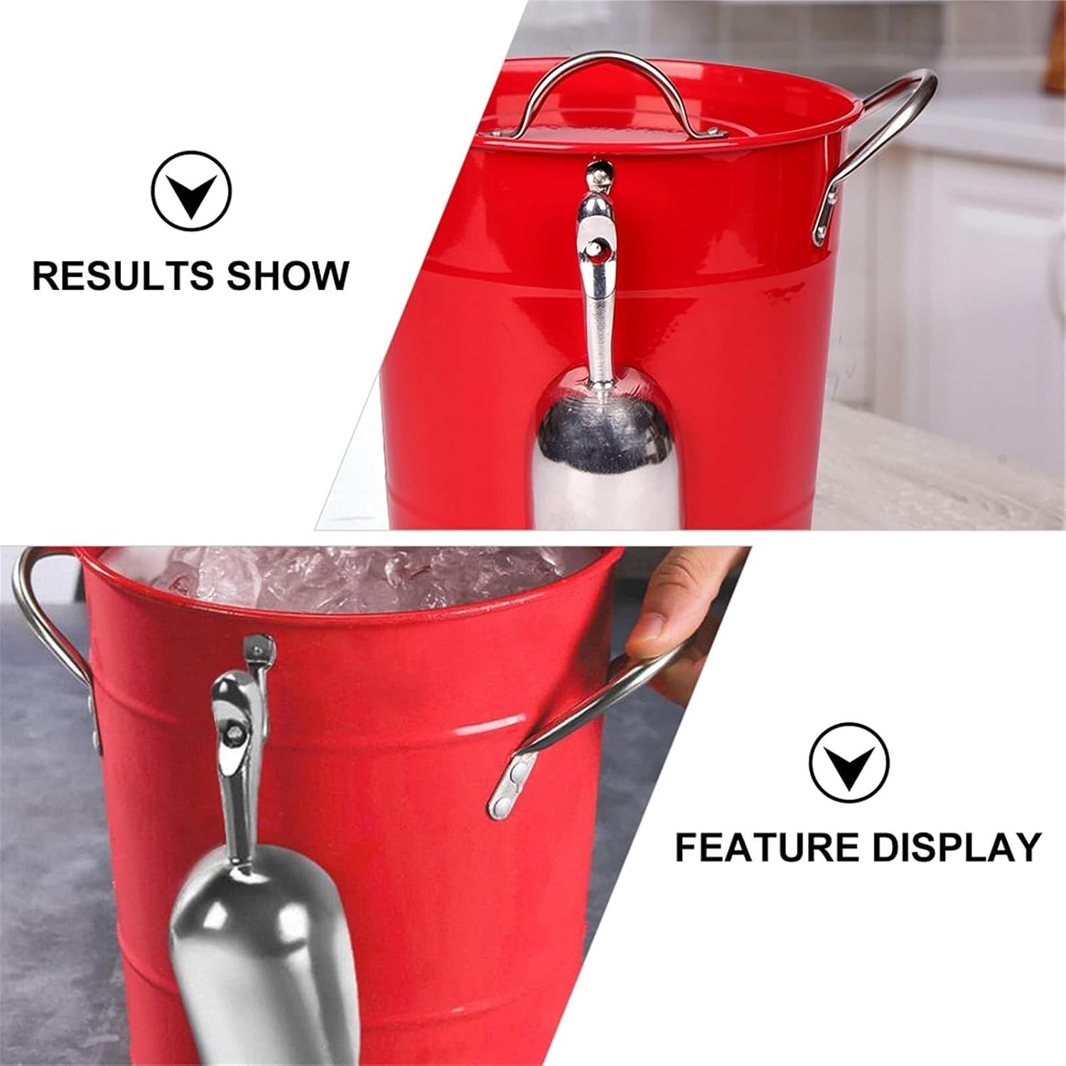 Ice Bucket with Lid and Ice Tongs,3.5L Metal Double Wal Ice Bucket with Lid and Scoop,Ice Buckets for Parties,Ice Bucket for Cocktail Bar,Metal Drink Cooler