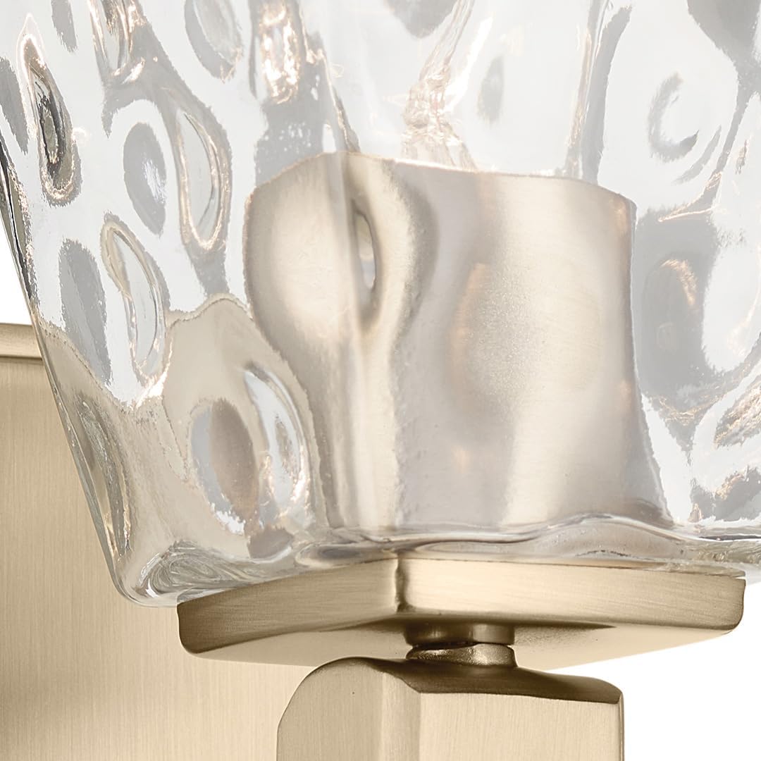 Kichler Marant 5' 1-Light Wall Sconce Bathroom Vanity Light Fixture with Clear Water Glass in Champagne Bronze for Bathroom, Powder Room and Hallway (5' W x 9.5' H), 55214CPZWTR