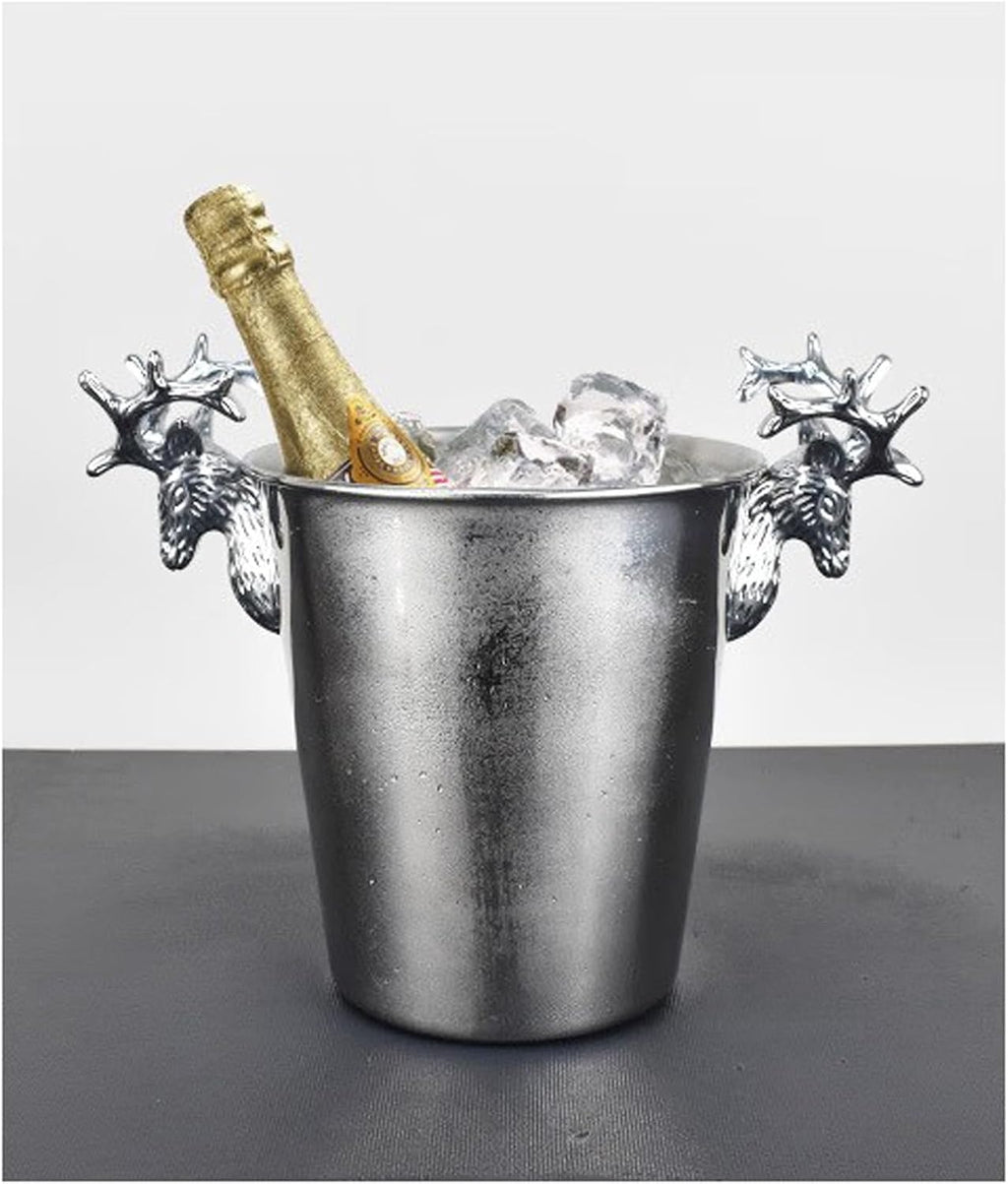Champagne Bucket Silver Stainless Steel Metal Ice Buckets for Parties, Insulated Ice Bucket with Handles for Beer, Wine, Champagne, Home Decor, Table Centerpieces, Wedding Decorations Wine Bucket(Smal