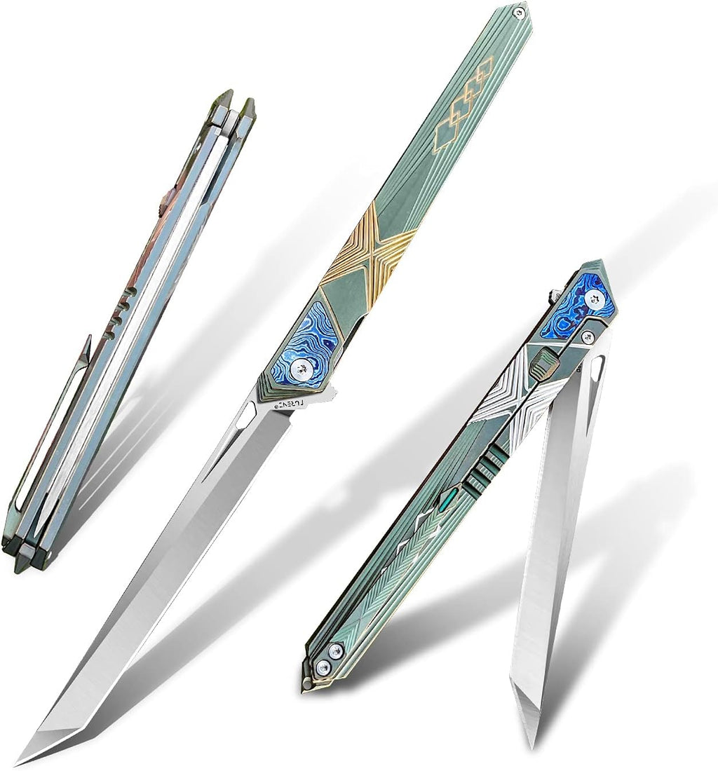 Gentleman's Front Flipper Folding Knife, M390 Steel Blade Pocket Knife with TC4 Titanium Handle, EDC Utility Knife for Men, Lightweight Pen Knife with Pocket Clip for Outdoor Camping Work