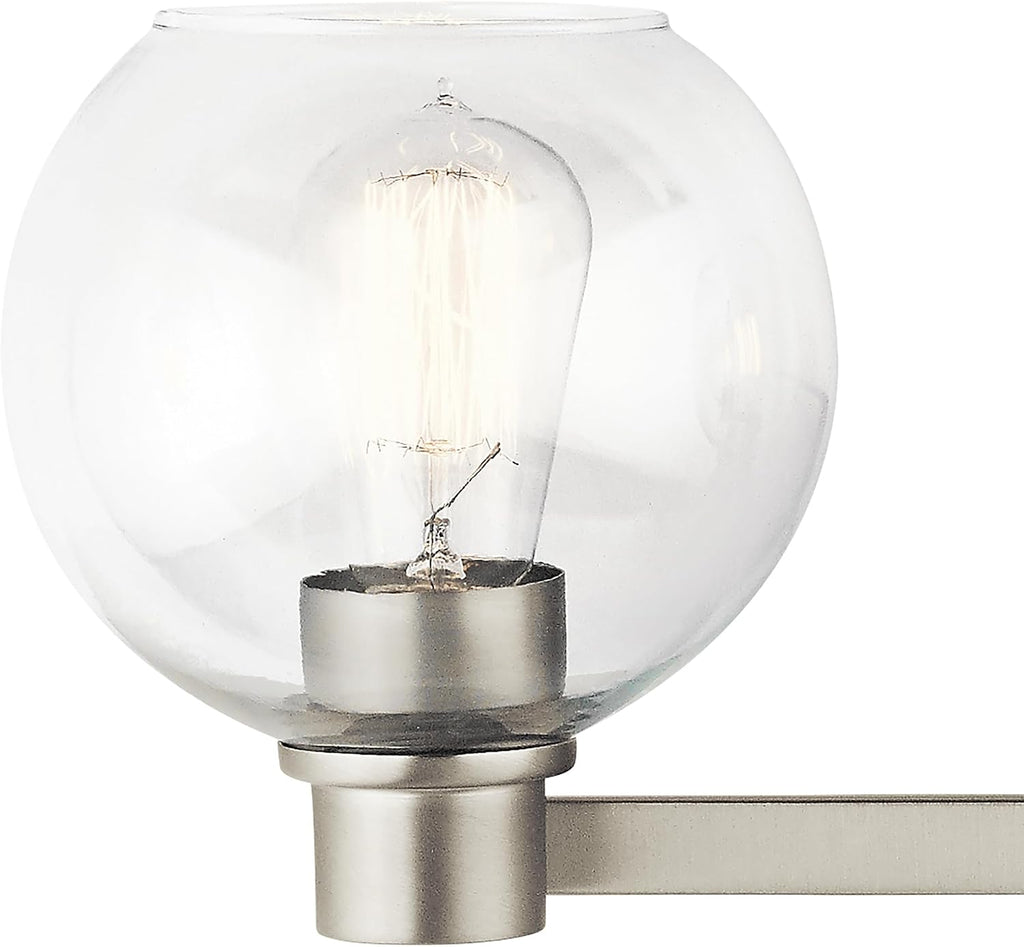 Kichler Harmony 24.5' Vanity Light in Brushed Nickel, 3-Light Traditional Bathroom Vanity with Clear Glass, (24.5' W x 8.25' H), 45894NI